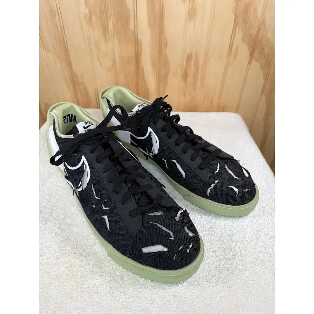 Nike x ACRONYM Blazer Low Black Olive Aura Distressed Laser Cut Sneakers Size 14